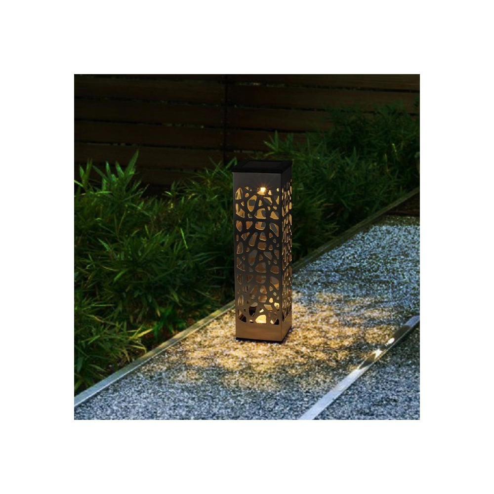 Balise solaire inox LUMISKY ORGANIC lot de 3 avec éclairage LED blanc chaud H31cm