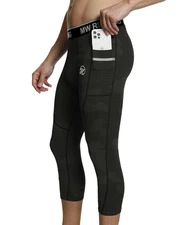 Men 3/4 Compression Pants Pocket Base Layer Leggings Running Quick Dry Gym Cool