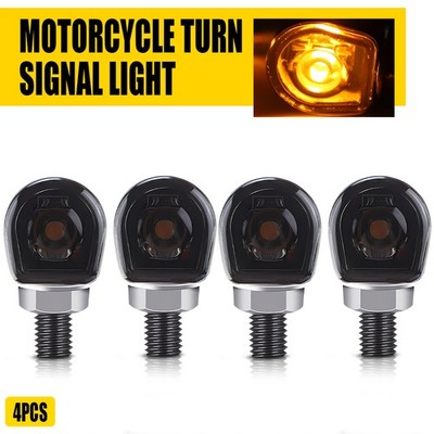 Set 4PCs of Mini Motorcycle LED Amber Turn Light Signals Bright Black Universal