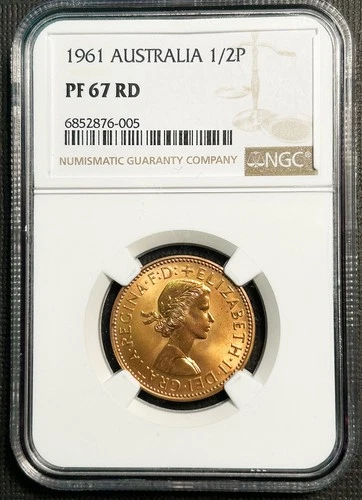 Australia 1961 Pre-Decimal Proofs, Half Penny & Penny, NGC PF 67 RD & PF 66 RB