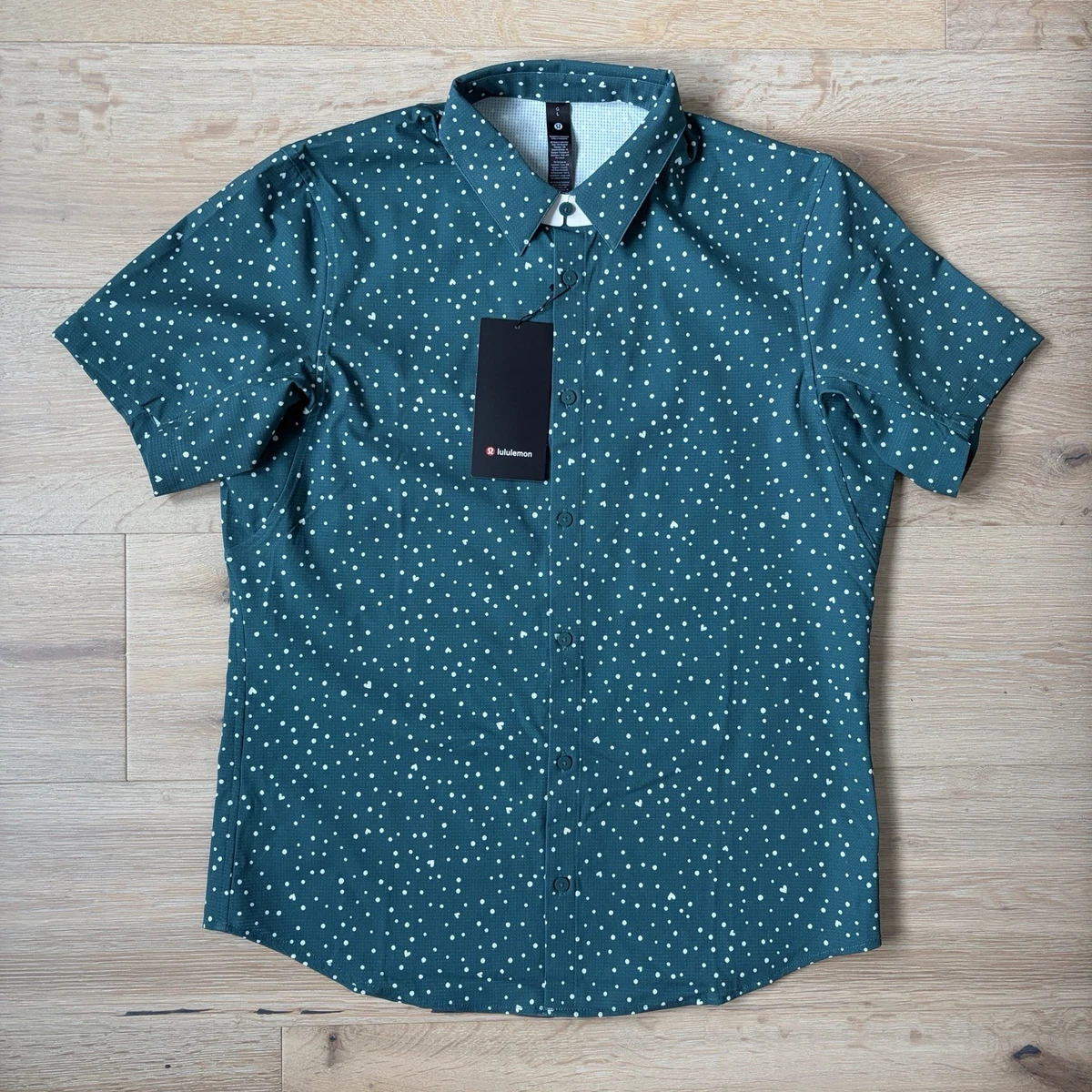 Polka Dot Short Sleeve Button-Up Casual Button-Down Shirts for Men