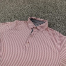 Johnnie O Polo Shirt Mens L Pink Stripe Golf Performance Lightweight Stretch Top