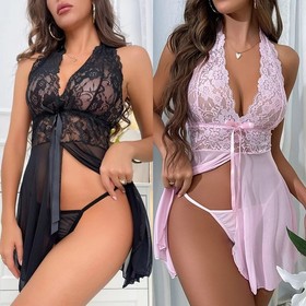 Sexy Women's Lingerie Set Slip Dress Babydoll Lace Underwear Sleepwear Nightwear