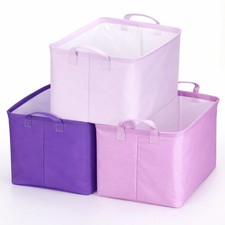 3 Pcs Large Organizer Bins with Handle 15.35x8.27x10.63 Inch Foldable Baskets...