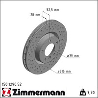 1X Zimmermann 150.1290.52 Bremsscheibe FüR BMW Wiesmann 3 MF3 E36