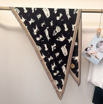 70% Cashmere 30% Silk Scarf horse Print Triangle 183cmX130cmX130cm Shawl new