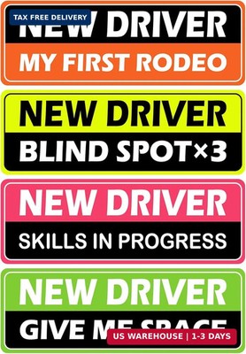 4Pcs Novice Driver Car Sticker Magnets, Reflective Magnetic 4 Styles Novice Atte