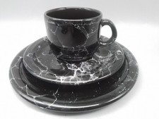 Wächtersbach Keramik,3-Teiliges Kaffeegedeck,schwarz,Marmoriert