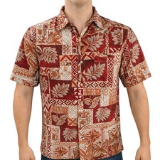 Jade Fashions Hawaiano Aloha Camicia XL Fiori Mare Turtles Tribale Arancia Rossa