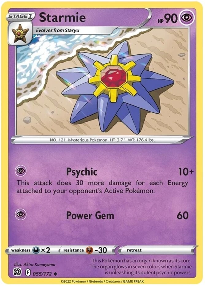 Starmie - 055/172 - Uncommon (Lp) Brilliant Stars - Psychic Pokémon