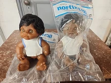 Vintage 1974 Dam Norfin Anatomically Correct Baby And Girl Boy Original Bags