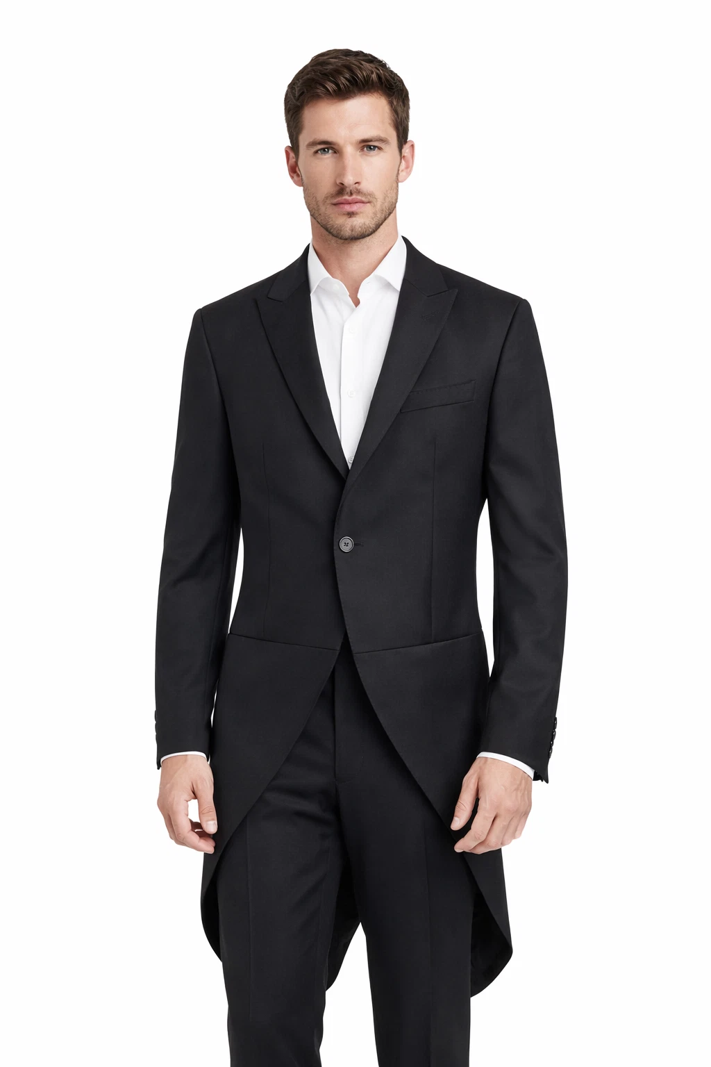 Ben Sherman Black Tailcoat Jacket Slim Fit 100% Wool Lightweight Wedding Ascot