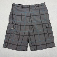 Current Ocean Amphibious Hybrid Shorts Youth XL / Junior 16 Gray Plaid Stretch