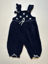 Vintage A Little Angel Girl Velour Velvet Romper 1pc Bows Rosettes 18M VTG