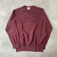 L.L.Bean Jumper Mens Medium  V-Neck Cotton Cashmere Sweater, Red