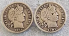 (Lot Of 2) BARBER SILVER DIMES ~ 90% Silver U.S. 10c Coins ~ 1903-O & 1905 NICE*