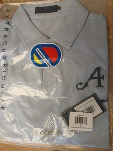 New 4 Four Aces Extracurricular LIV Golf Club Gc Blue Grey Polo Shirt Medium M