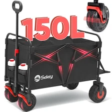 Wagon Cart with Big All-Terrain Beach Wheels, Collapsible Heavy Duty Extended...