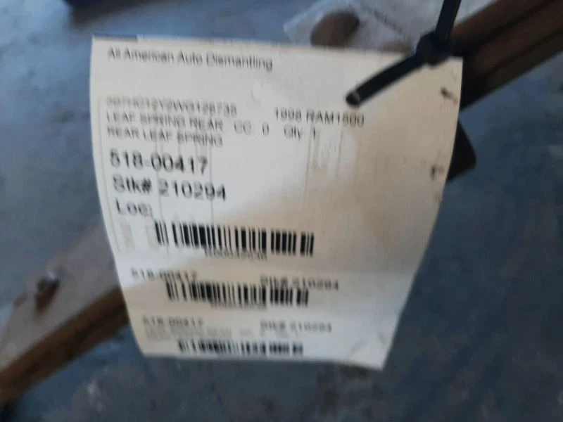 94 95 96 97 98 99 00 01 DODGE RAM 1500 PICKUP Rear Leaf Spring 2WD 5.2L 52106296 - Image 4 of 4