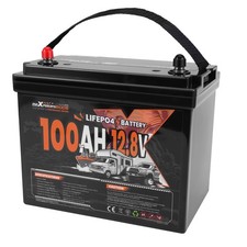 12V 100Ah Deep Cycle LiFePO4 Battery for Marine RV, 1280Wh, BMS Included