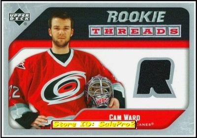 UPPER DECK 2005 CAM WARD RC CAROLINA HURRICANES #RTCW ROOKIE BLACK GAME JERSEY