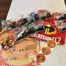 McDonald's Incredibles 2 Happy Meal Toy Set 12 Toys, T-Shirt, Box, Sticker Set.