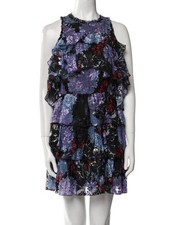 Alice+Olivia Tiered Mini Dress Multicoloured Ruffles Sleeveless Size 8