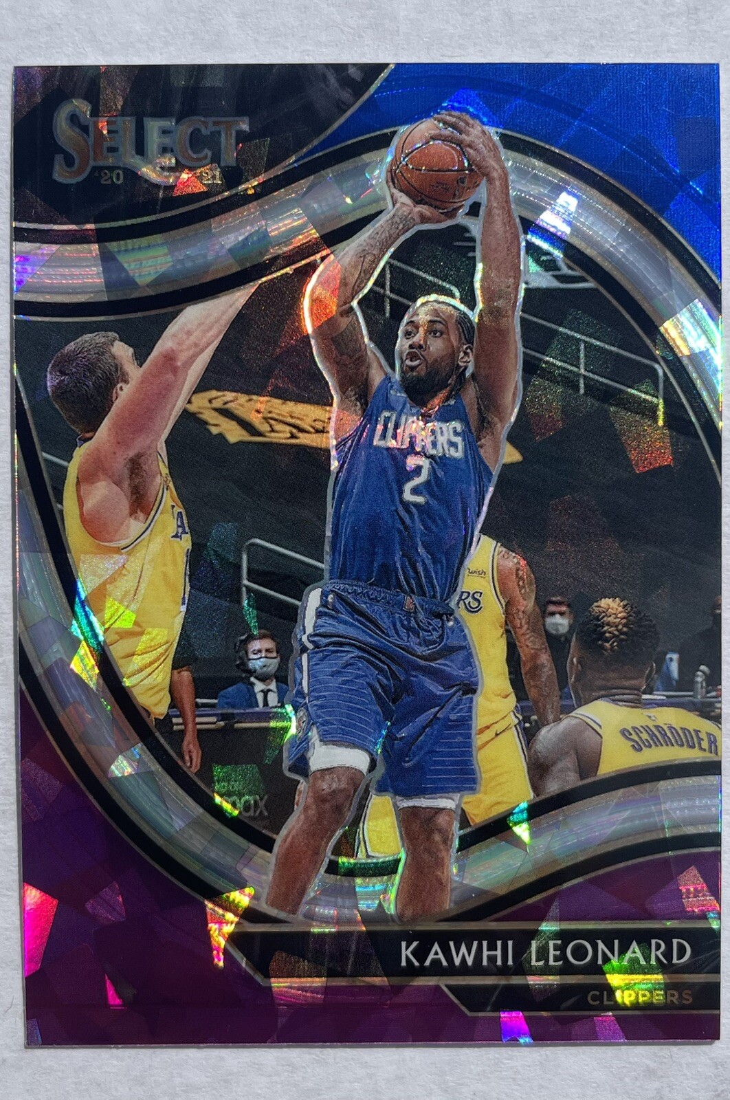 Kawhi Leonard 2020 Select Blue White Purple Cracked Ice #208 Courtside Level