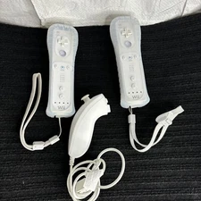 2 Nintendo Wii Remote Wiimote Controller RVL-003 + Nunchuk RVL-004+case +strap