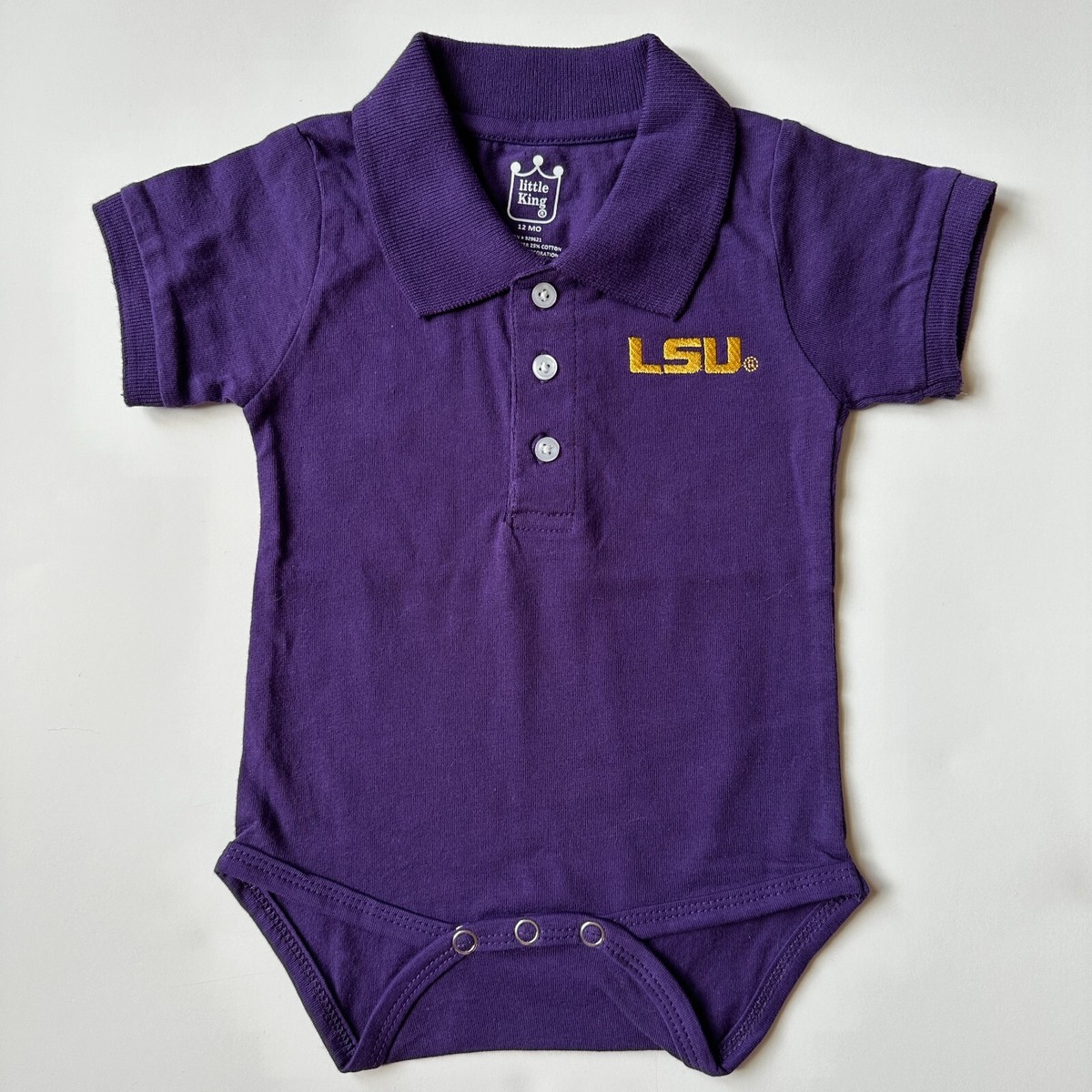 LSU Tigers Purple Polo Infant Baby Bodysuit NCAA 24 Months
