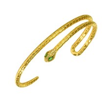ZARD Snake Bracelet Serpent Bangle Cuff with CZ Accent in 14K Gold Plating