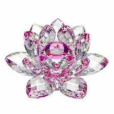 3 inch Pink Hue Reflection Crystal Lotus with Gift Box