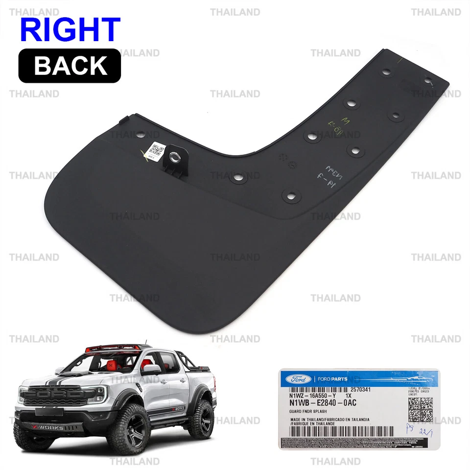 For Ford Ranger Raptor Next-Gen 2023 - '25 Rear Right Splash Mud Guard Flap - Image 4 of 4
