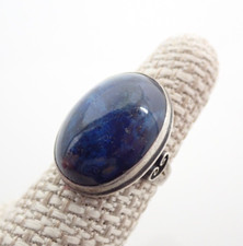 Vintage Lapis Lazuli Stone Cabochon Sterling Silver Ring Sz 5.5
