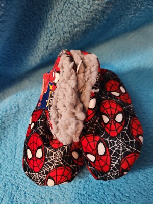 SPIDER-MAN MARVEL COMICS Boys Fuzzy Babba Slippers Size S/M (8-13) or M/L (13-4)