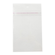 100 pcs Transparent OPP Bag w/Hang Hole Self Adhesive Seal upper side opp bags