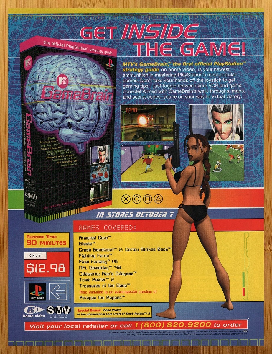 1997 MTV GameBrain Guide Print Ad/Poster Tomb Raider Final Fantasy