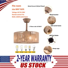 18" Caged Ceiling Fan Light Industrial Farmhouse Chandelier Lamp Fixture +Remote