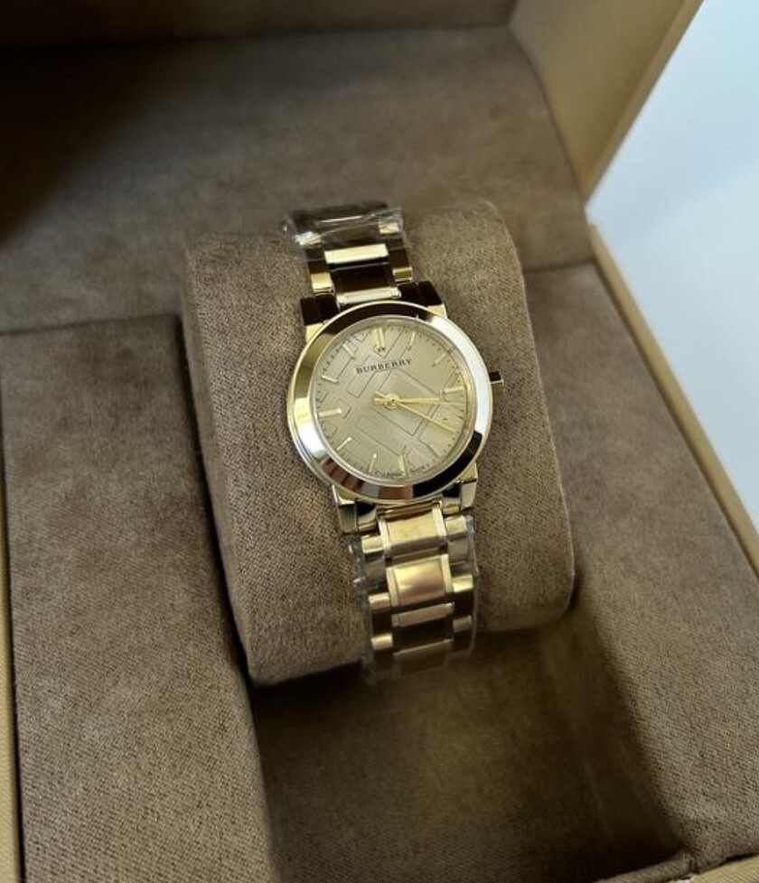 BURBERRY WOMENS WATCH STEEL GOLD STRAP & GOLD DIAL BU9227 THE CITY
