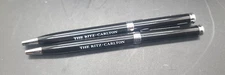 Two (2) RITZ-CARLTON  Black Ball Point Twist Metal Pen Hotel Pens