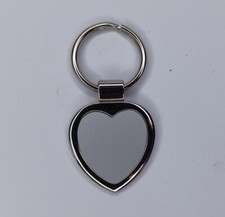 Silver Tone Heart Metal Keychain Blank To Be Engraved