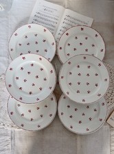 6 assiettes à dessert anciennes faïence Belge Nimy motif rouge