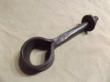 Primitive Antique ça 1800 Architectural Hand Wrought Hook Handle Hanger Cut Nut