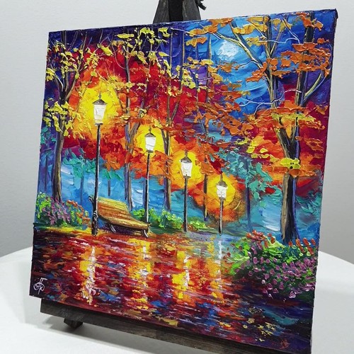 Hand Painted Original Autumn Park Artwork Decor Gift Wall Art Ukrainian Artist - Picture 10 of 24
