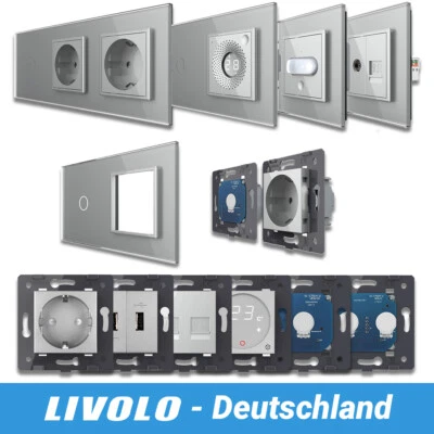 LIVOLO DESIGN GLAS TOUCH LICHTSCHALTER FUNK STECKDOSEN DIMMER WECHSELSCHALTER