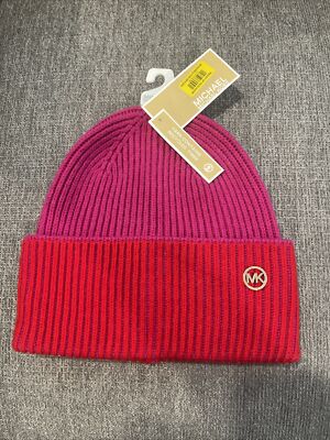 Michael Kors Women\'s Fuchsia Plaited Rib Cuff Beanie One Size Michael Kors Women main image 2