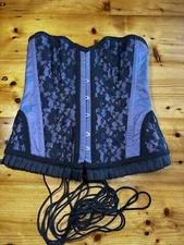 Two Gorgeous Custom Corsets ( Blue/Lavender; Black. Size M/L
