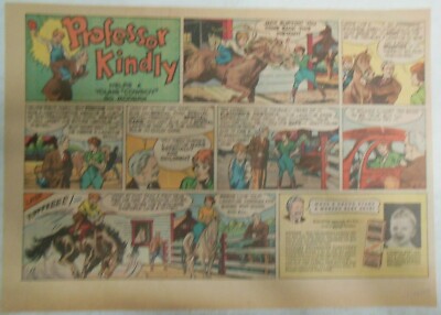 Fletcher's Castoria Ad: Professor Kindly Helps a Cowboy ! 1930's 11 x 15 inch