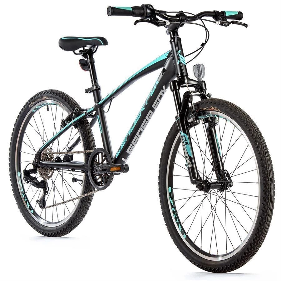 24 Zoll Alu Leader Fox Spider Boy Fahrrad 8 Gang S-Ride MTB Schwarz Türkis - Bild 1 von 1