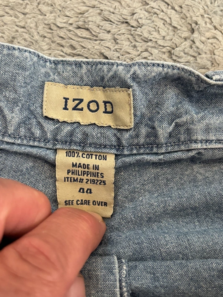 Pantalones Cortos Denim IZOD De Colección Y2K Para Hombres 44 Plisados Lavado Ligero Años 90 Ropa de Calle Foto 2 de 4